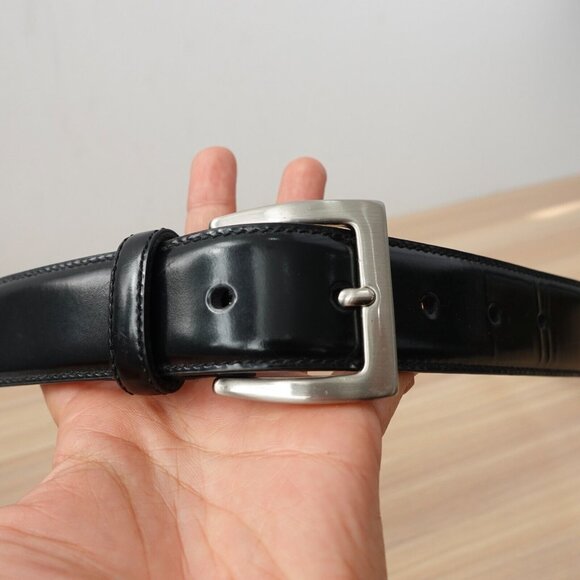 COACH Belt Mens 36 90 Black Leather Italian Dress Formal Work Solid Brass Medium - Picture 3 of 12